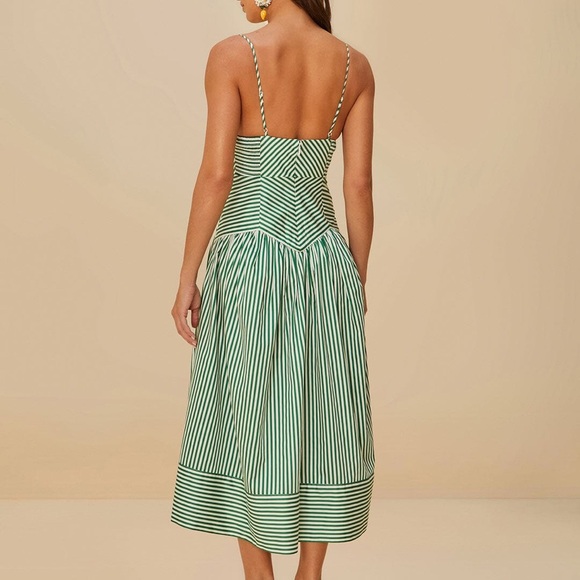 Green Striped Midi Dress - Picture 2 of 4